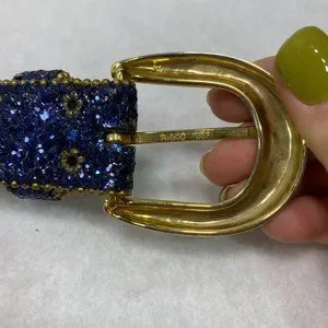 Vintage Elite Blue Glitter Start Studded Belt M Vintage Elite Blue Glitter Start Studded Belt M | eBay main image 4